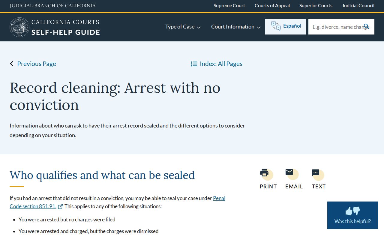 California Courts sealing information for Tulare County arrest records